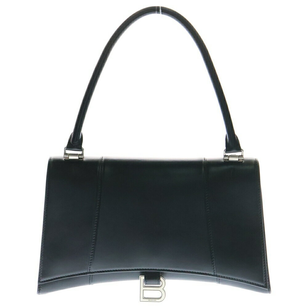 BALENCIAGA Hourglass Leather Handbag Shoulder Bag Black